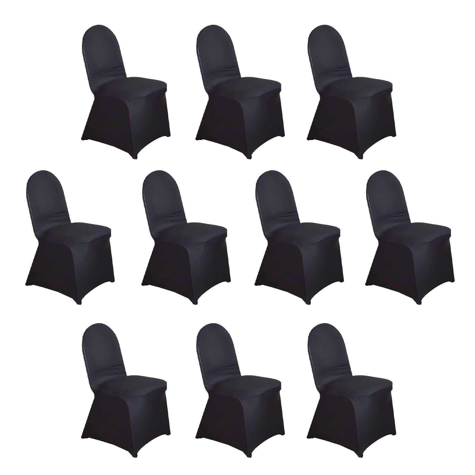 10 Pack Spandex Chair Covers for Banquet Chairs Black - Durable Reusable Stretch Slip - On Covers for Gatherings - Bell Racket Store