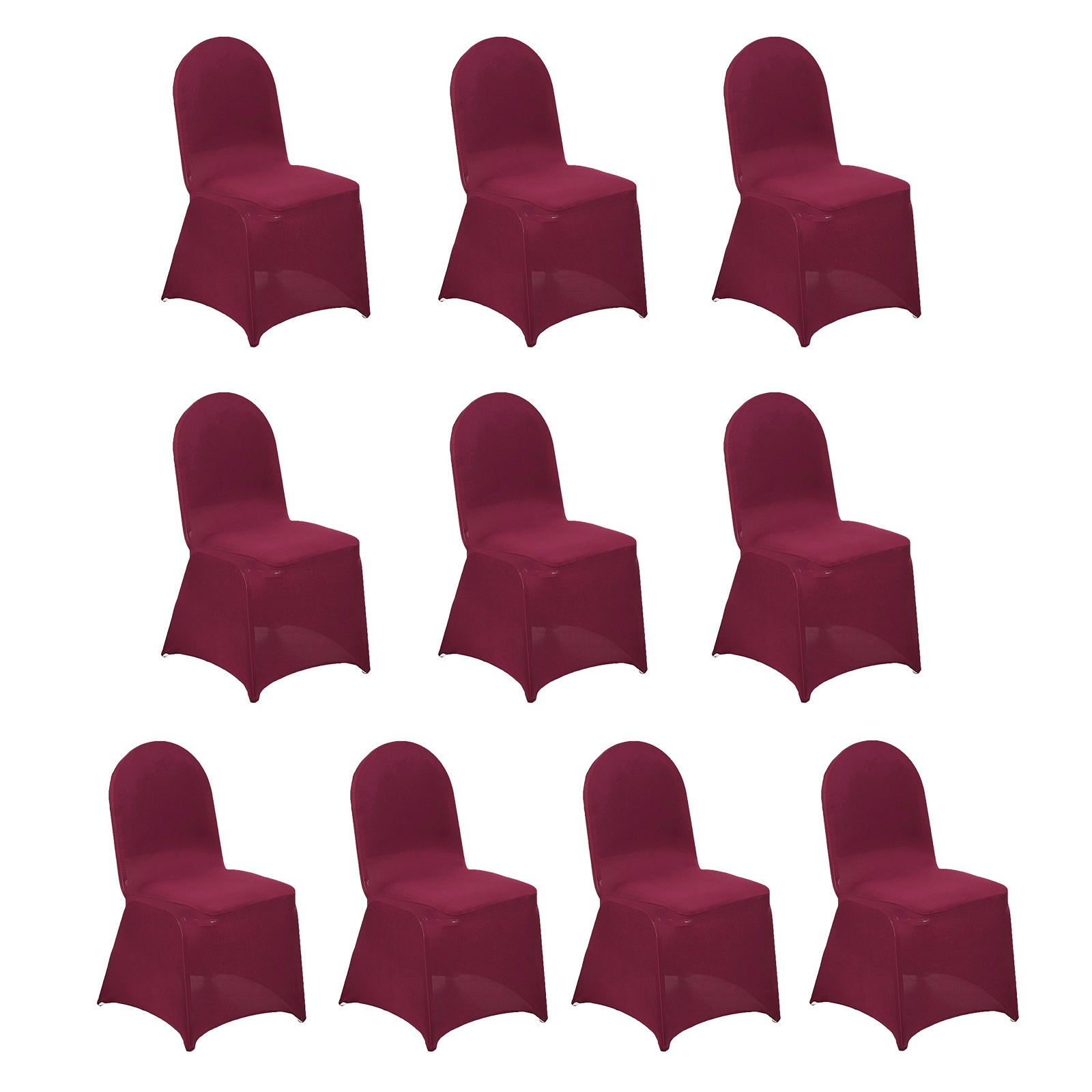 10 Pack Spandex Chair Covers for Banquet Chairs Burgundy - Durable Reusable Stretch Slip - On Covers - Bell Racket Store