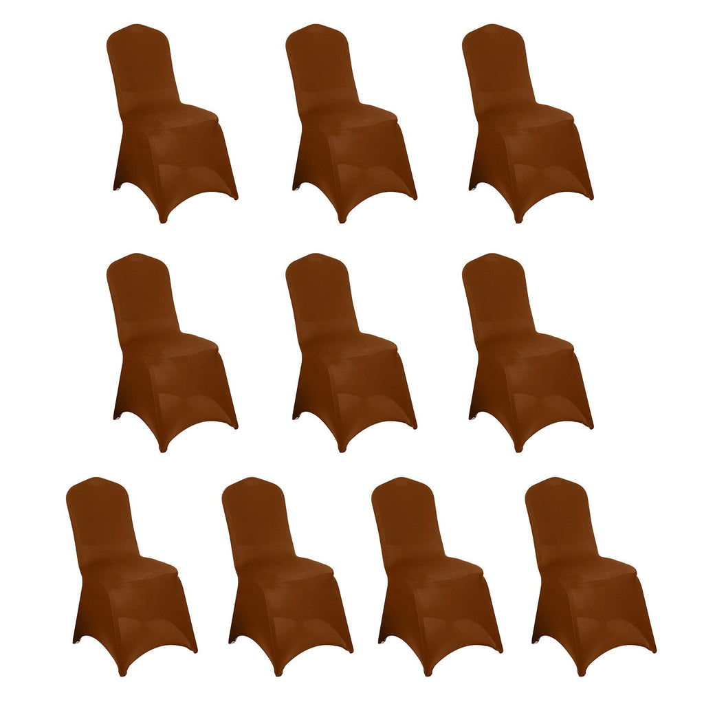 10 Pack Spandex Chair Covers for Banquet Chairs Cinnamon Brown - Durable Reusable Stretch Slip - On Covers - Bell Racket Store