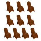 10 Pack Spandex Chair Covers for Banquet Chairs Cinnamon Brown - Durable Reusable Stretch Slip - On Covers - Bell Racket Store