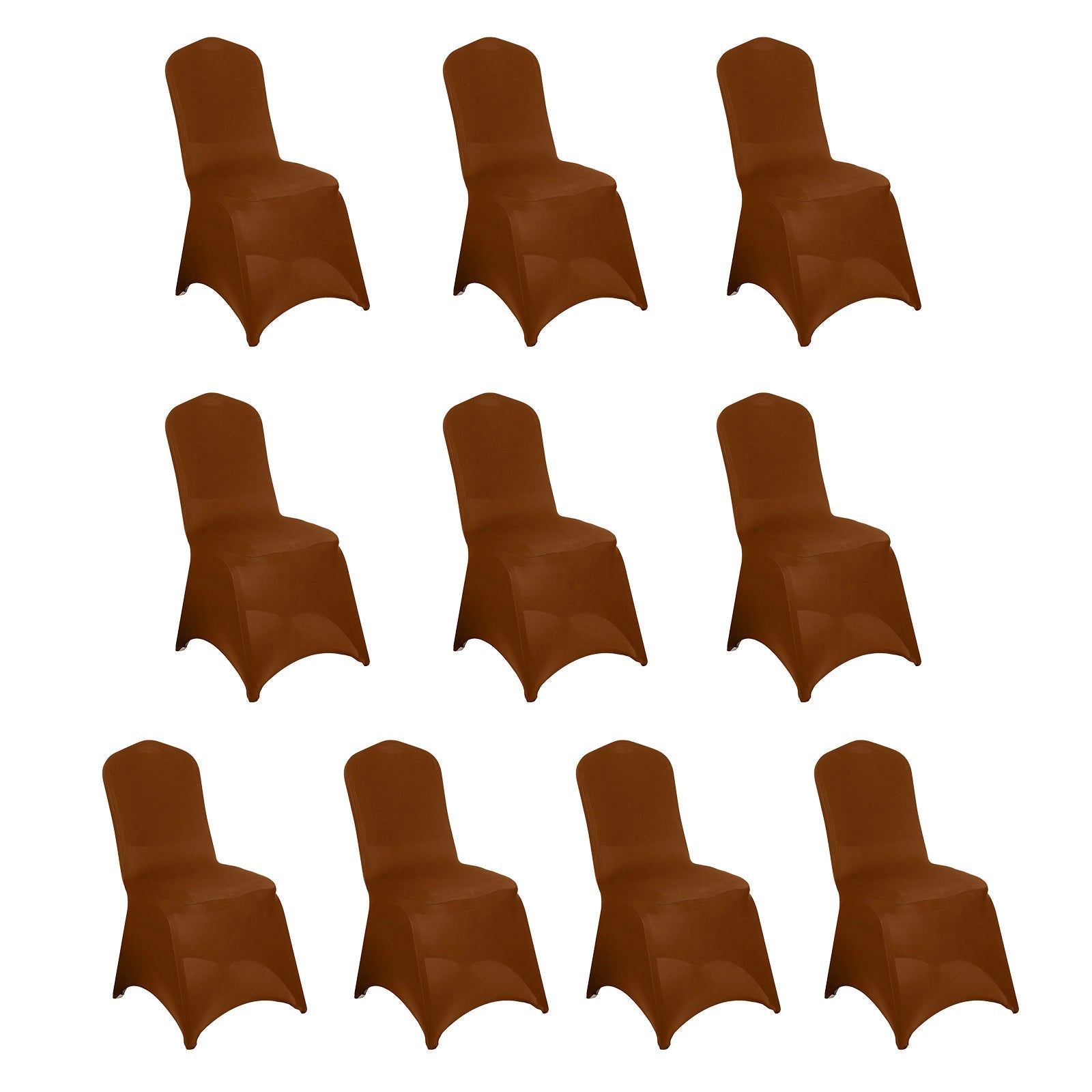 10 Pack Spandex Chair Covers for Banquet Chairs Cinnamon Brown - Durable Reusable Stretch Slip - On Covers - Bell Racket Store