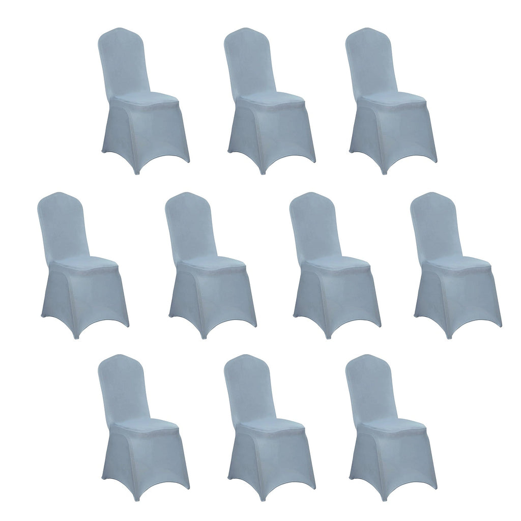10 Pack Spandex Chair Covers for Banquet Chairs Dusty Blue - Durable Reusable Stretch Slip - On Covers - Bell Racket Store