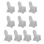 10 Pack Spandex Chair Covers for Banquet Chairs Silver - Durable Reusable Stretch Slip - On Covers - Bell Racket Store