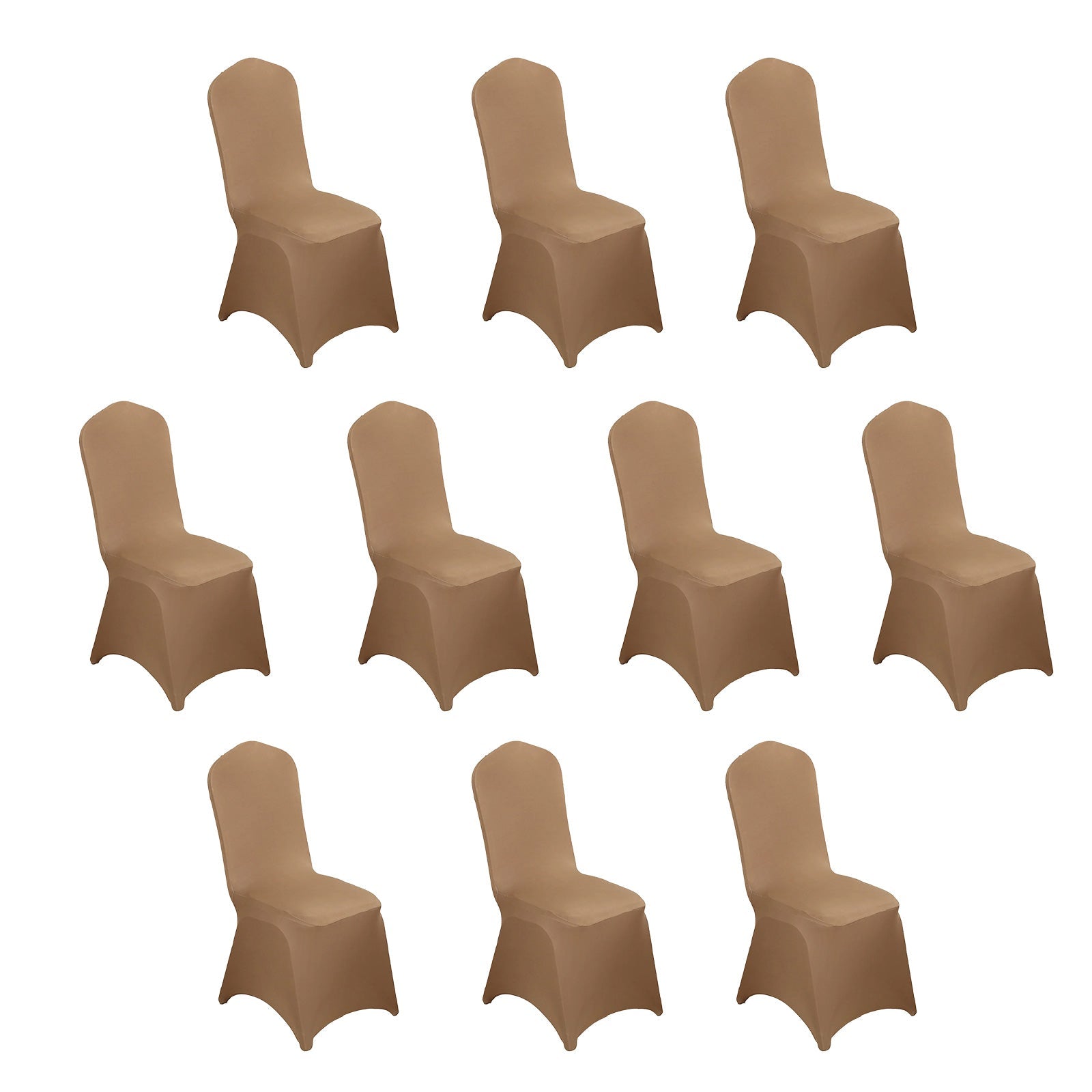 10 Pack Spandex Chair Covers for Banquet Chairs Taupe - Durable Reusable Stretch Slip - On Covers - Bell Racket Store