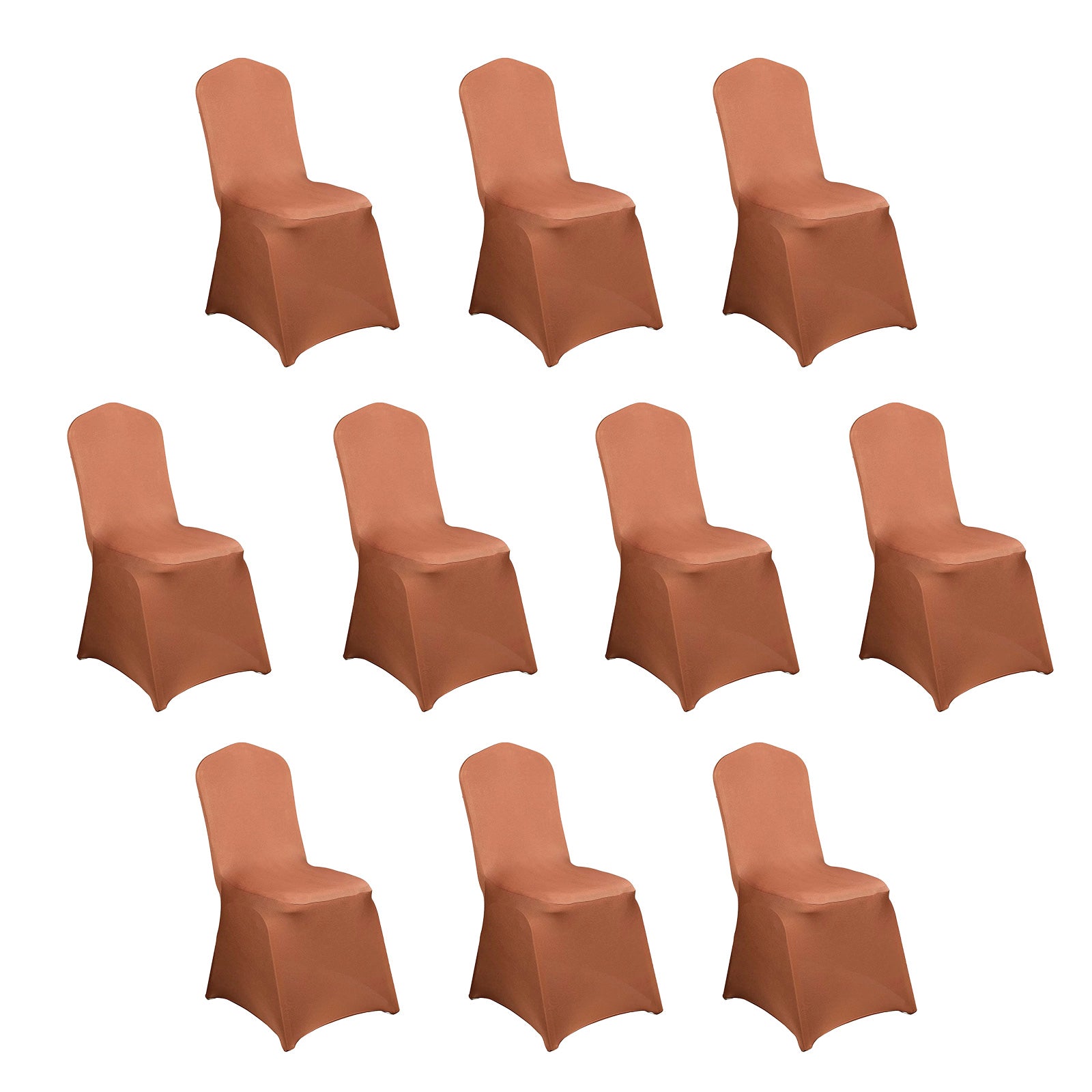 10 Pack Spandex Chair Covers for Banquet Chairs Terracotta (Rust) - Durable Reusable Stretch Slip - On Covers - Bell Racket Store