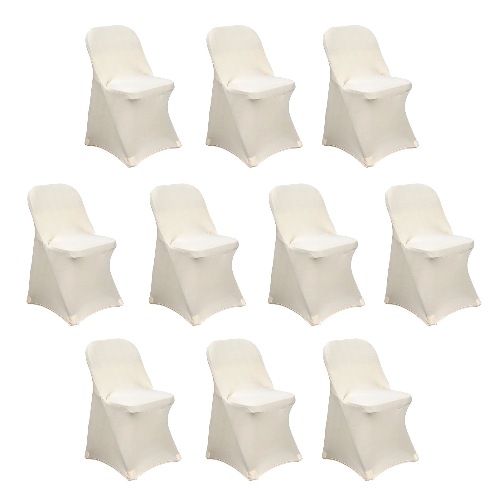 10 Pack Stretch Spandex Chair Covers Beige for Folding Chairs - Durable 160GSM Fitted Slipcovers - Bell Racket Store