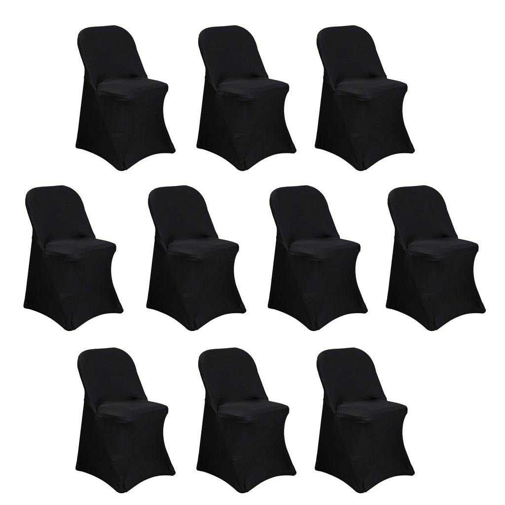 10 Pack Stretch Spandex Chair Covers Black for Folding Chairs - Durable Perfectly 160GSM Fitted Slipcovers for Professional & Casual Events - Bell Racket Store