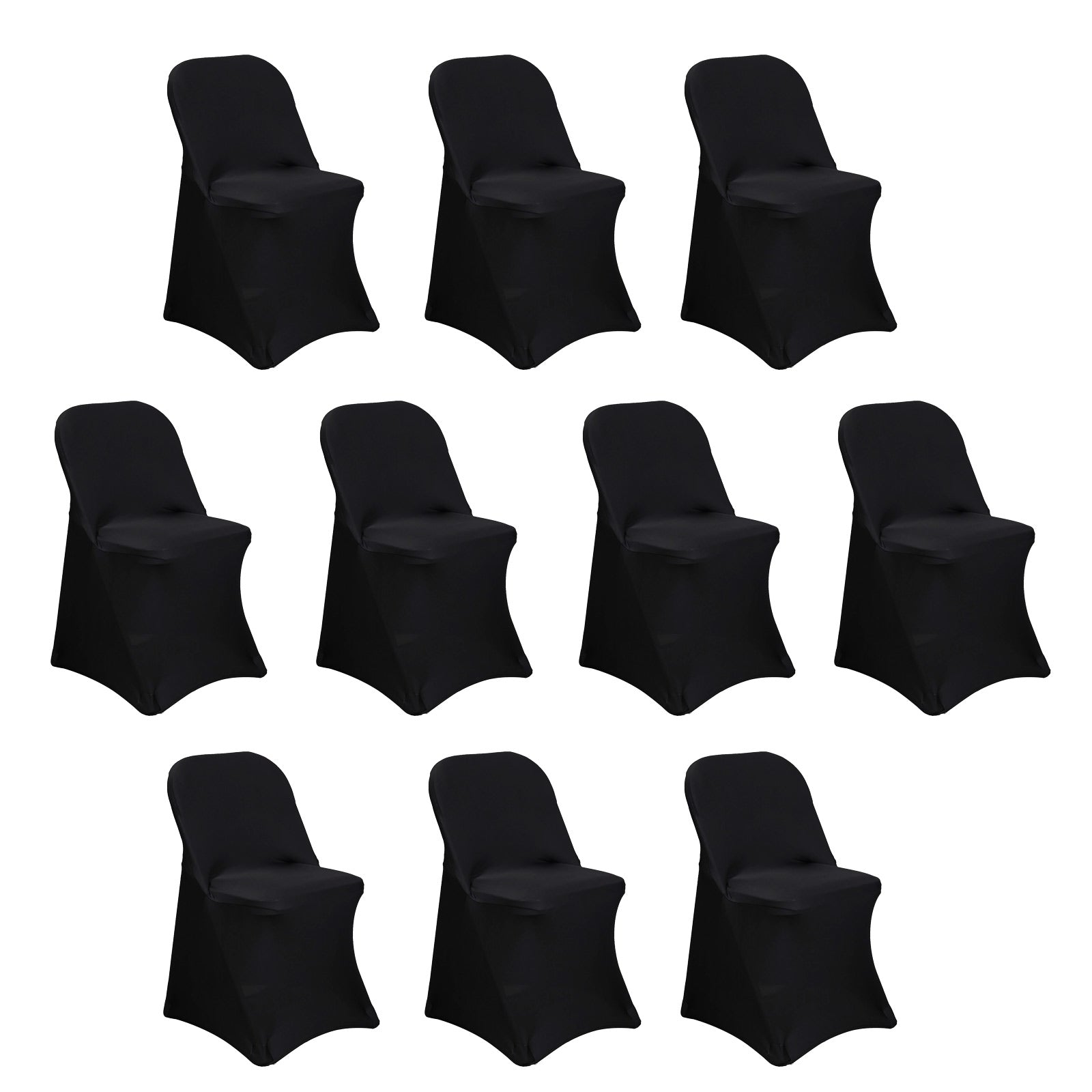 10 Pack Stretch Spandex Chair Covers Black for Folding Chairs - Durable Perfectly 160GSM Fitted Slipcovers for Professional & Casual Events - Bell Racket Store