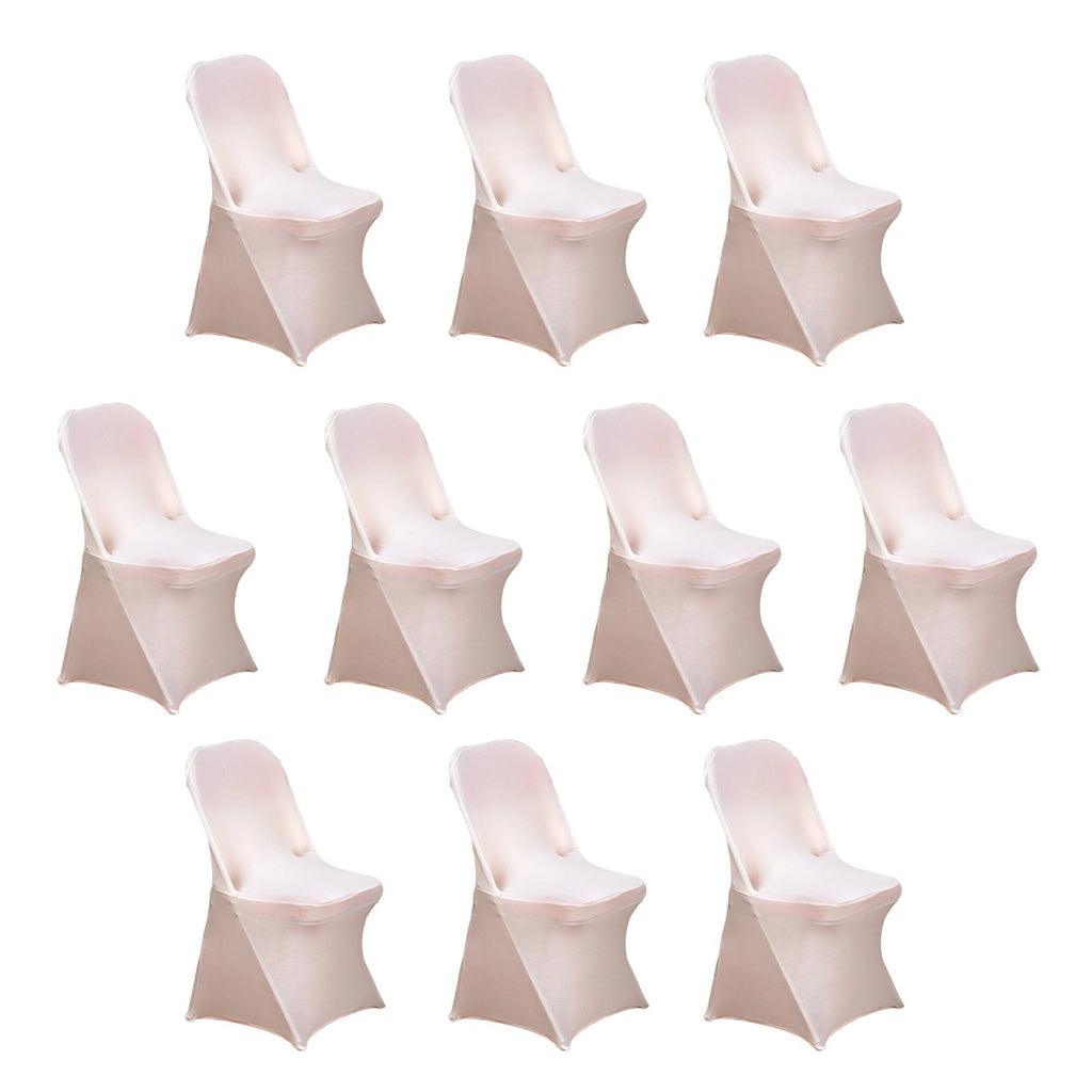 10 Pack Stretch Spandex Chair Covers Blush for Folding Chairs - Durable 160GSM Fitted Slipcovers - Bell Racket Store
