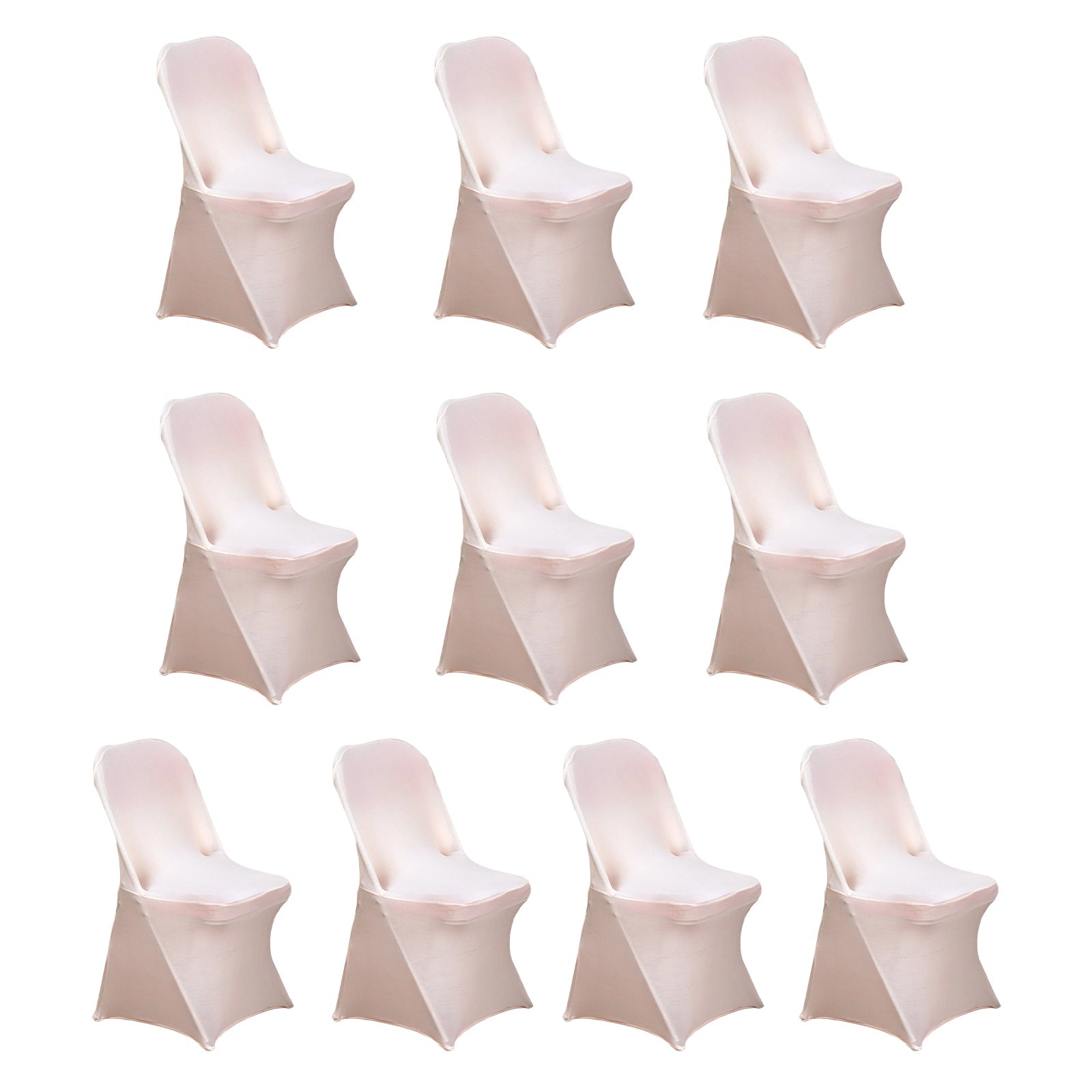 10 Pack Stretch Spandex Chair Covers Blush for Folding Chairs - Durable 160GSM Fitted Slipcovers - Bell Racket Store