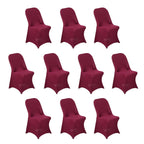 10 Pack Stretch Spandex Chair Covers Burgundy for Folding Chairs - Durable 160GSM Fitted Slipcovers - Bell Racket Store