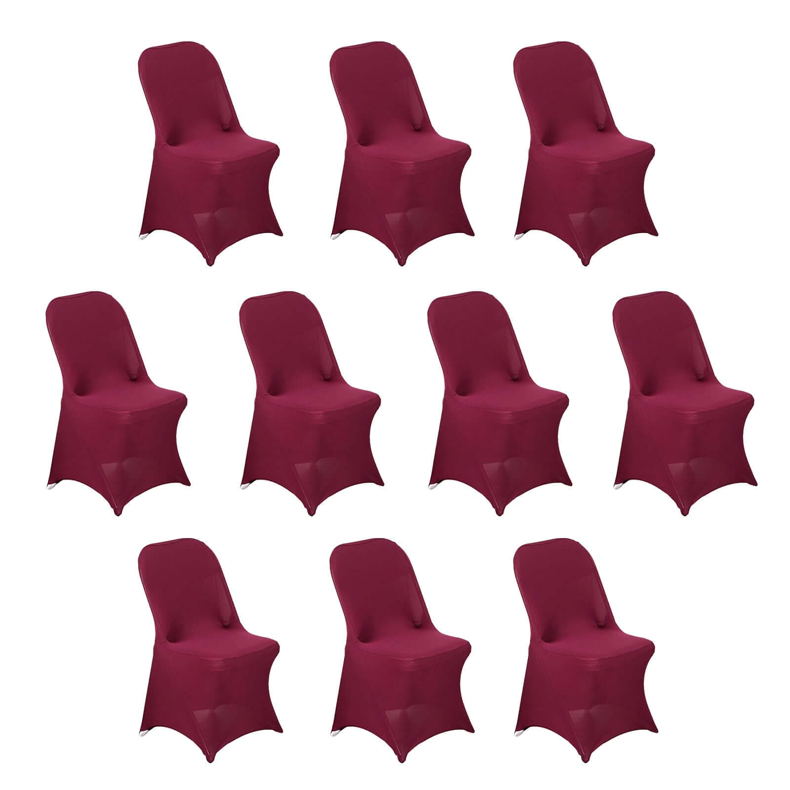 10 Pack Stretch Spandex Chair Covers Burgundy for Folding Chairs - Durable 160GSM Fitted Slipcovers - Bell Racket Store
