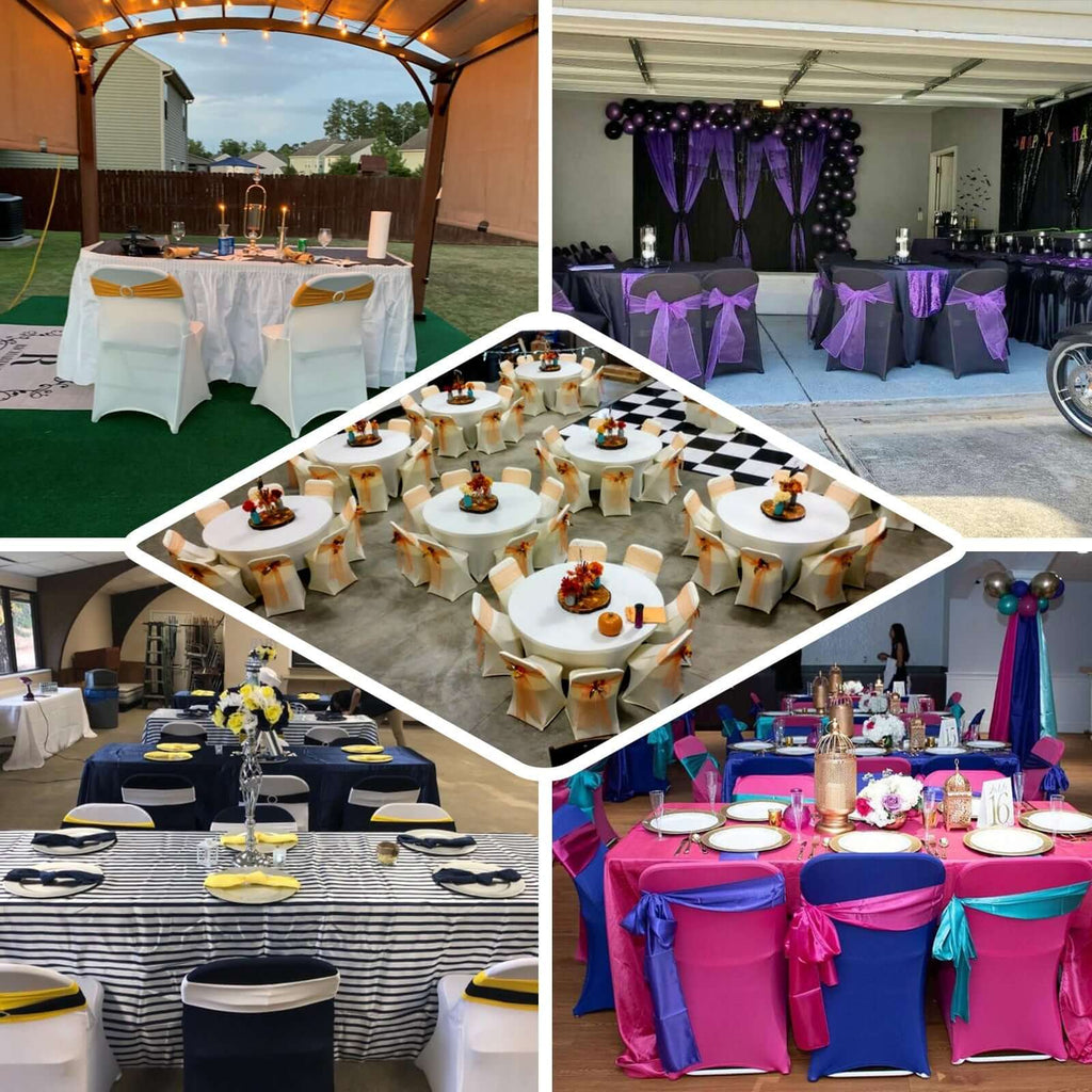 10 Pack Stretch Spandex Chair Covers Burgundy for Folding Chairs - Durable 160GSM Fitted Slipcovers - Bell Racket Store