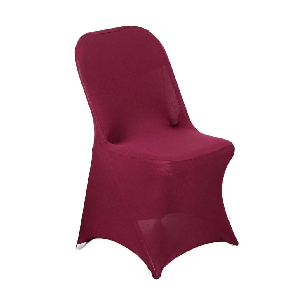 10 Pack Stretch Spandex Chair Covers Burgundy for Folding Chairs - Durable 160GSM Fitted Slipcovers - Bell Racket Store