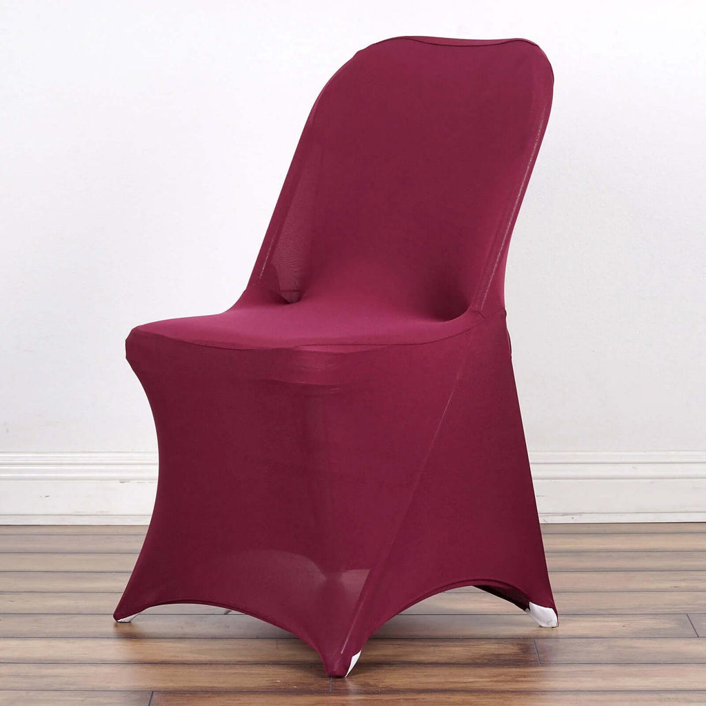 10 Pack Stretch Spandex Chair Covers Burgundy for Folding Chairs - Durable 160GSM Fitted Slipcovers - Bell Racket Store