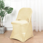 10 Pack Stretch Spandex Chair Covers Champagne for Folding Chairs - Durable 160GSM Fitted Slipcovers - Bell Racket Store