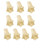 10 Pack Stretch Spandex Chair Covers Champagne for Folding Chairs - Durable 160GSM Fitted Slipcovers - Bell Racket Store