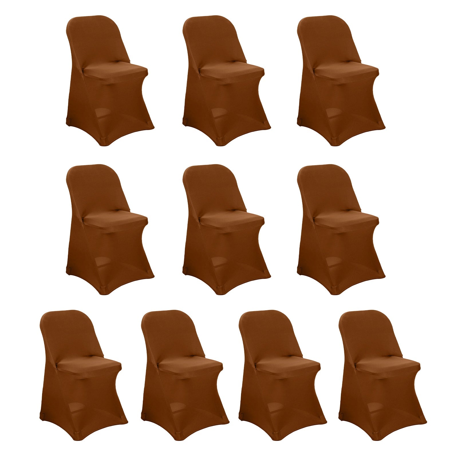 10 Pack Stretch Spandex Chair Covers Cinnamon Brown for Folding Chairs - Durable 160GSM Fitted Slipcovers - Bell Racket Store