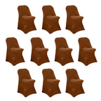 10 Pack Stretch Spandex Chair Covers Cinnamon Brown for Folding Chairs - Durable 160GSM Fitted Slipcovers - Bell Racket Store