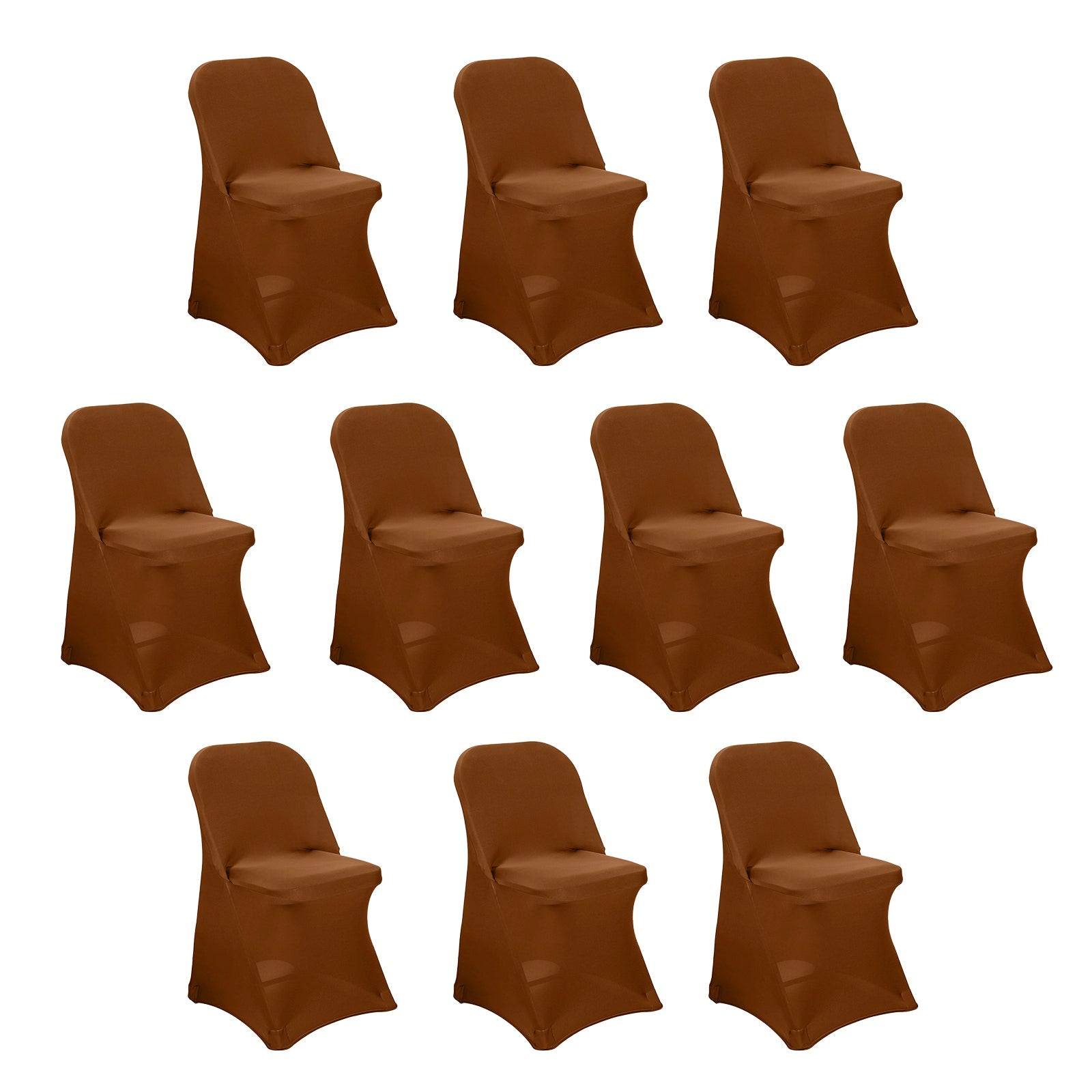 10 Pack Stretch Spandex Chair Covers Cinnamon Brown for Folding Chairs - Durable 160GSM Fitted Slipcovers - Bell Racket Store