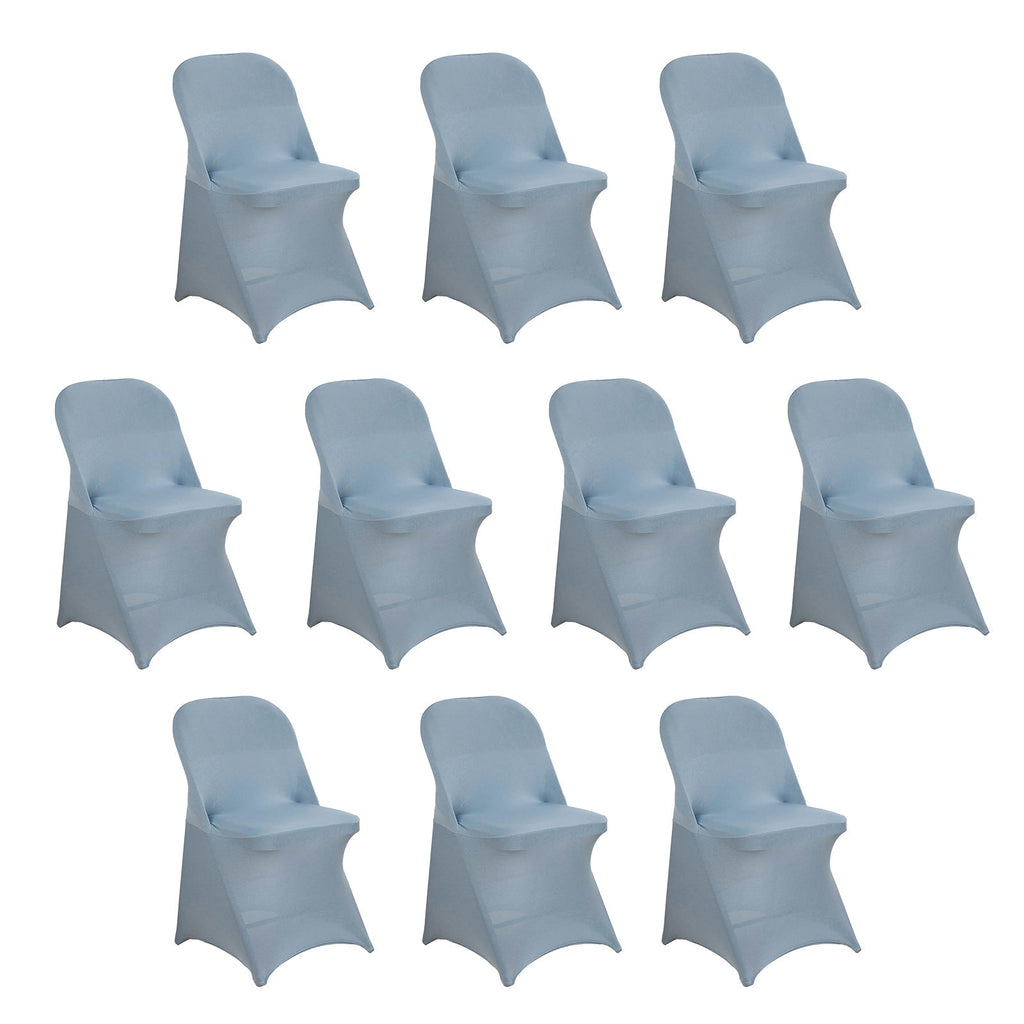 10 Pack Stretch Spandex Chair Covers Dusty Blue for Folding Chairs - Durable 160GSM Fitted Slipcovers - Bell Racket Store