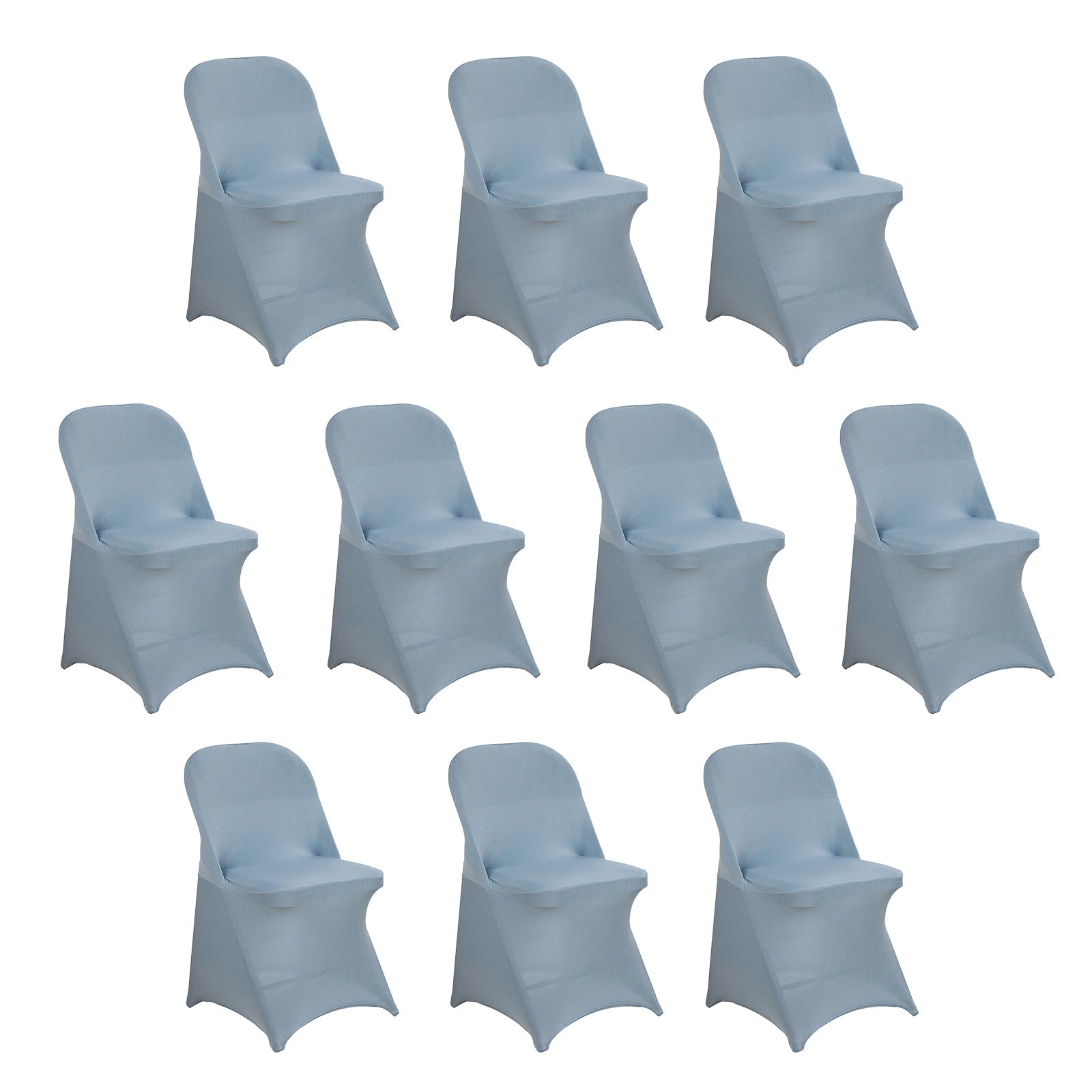 10 Pack Stretch Spandex Chair Covers Dusty Blue for Folding Chairs - Durable 160GSM Fitted Slipcovers - Bell Racket Store