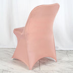 10 Pack Stretch Spandex Chair Covers Dusty Rose for Folding Chairs - Durable 160GSM Fitted Slipcovers - Bell Racket Store