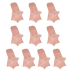 10 Pack Stretch Spandex Chair Covers Dusty Rose for Folding Chairs - Durable 160GSM Fitted Slipcovers - Bell Racket Store