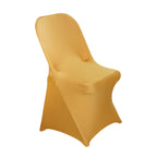 10 Pack Stretch Spandex Chair Covers Gold for Folding Chairs - Durable Perfectly 160GSM Fitted Slipcovers for Professional & Casual Events - Bell Racket Store