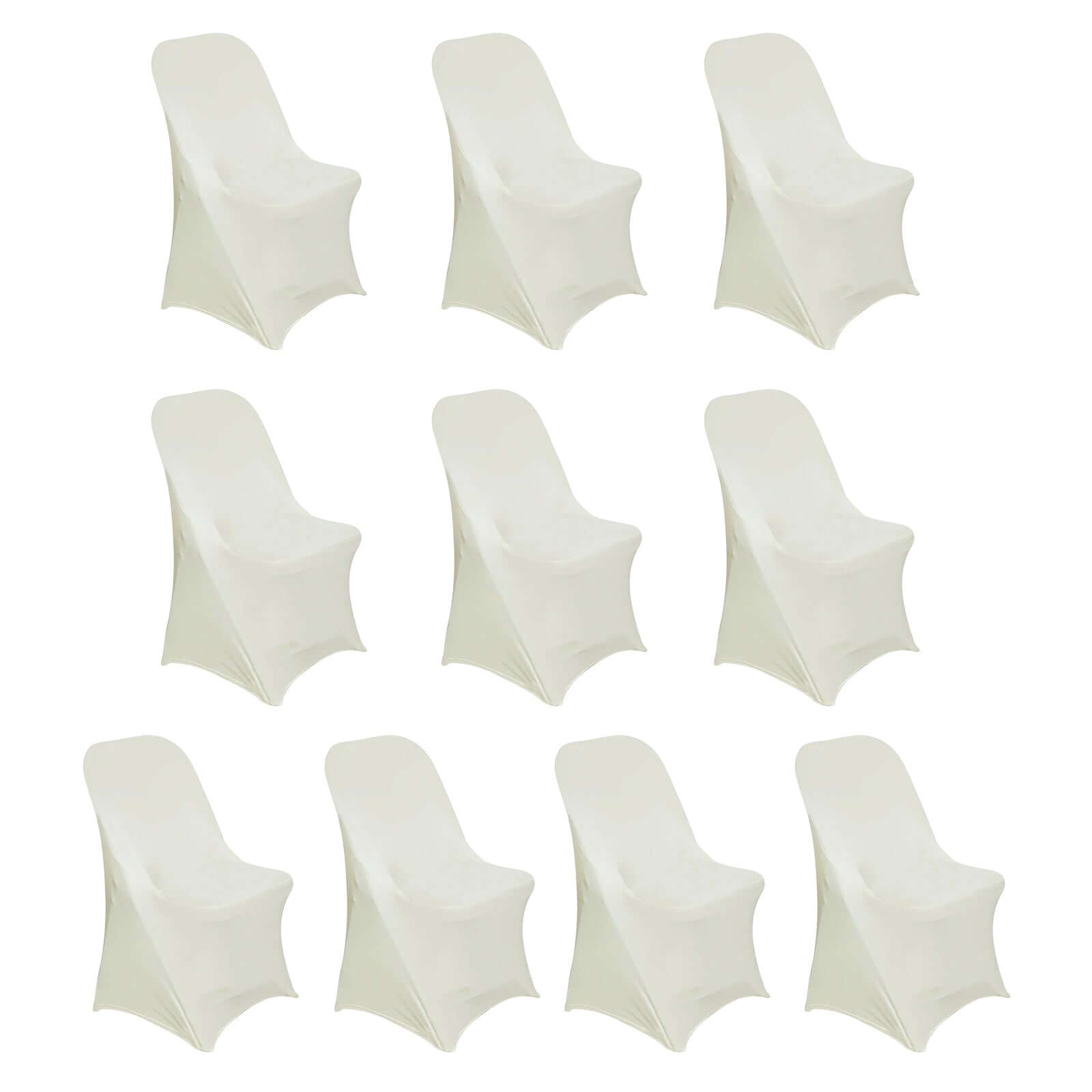10 Pack Stretch Spandex Chair Covers Ivory for Folding Chairs - Durable 160GSM Fitted Slipcovers - Bell Racket Store