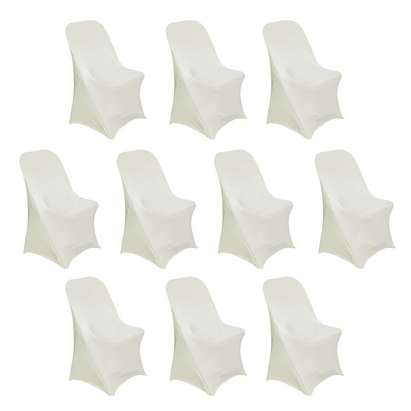 10 Pack Stretch Spandex Chair Covers Ivory for Folding Chairs - Durable 160GSM Fitted Slipcovers - Bell Racket Store