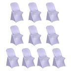 10 Pack Stretch Spandex Chair Covers Lavender Lilac for Folding Chairs - Durable 160GSM Fitted Slipcovers - Bell Racket Store