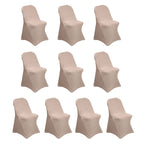 10 Pack Stretch Spandex Chair Covers Nude for Folding Chairs - Durable 160GSM Fitted Slipcovers - Bell Racket Store