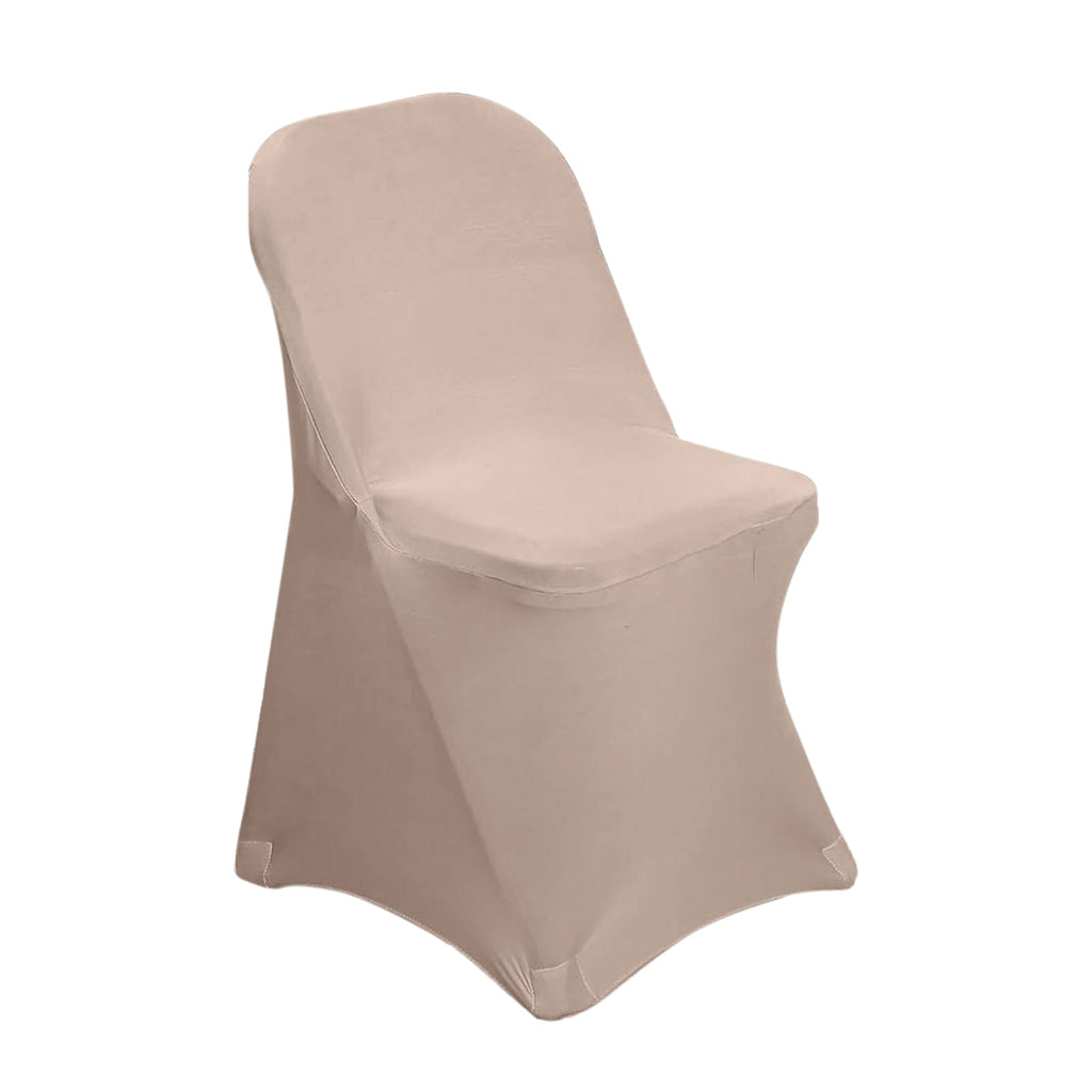 10 Pack Stretch Spandex Chair Covers Nude for Folding Chairs - Durable 160GSM Fitted Slipcovers - Bell Racket Store