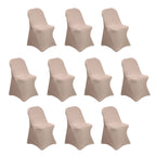 10 Pack Stretch Spandex Chair Covers Nude for Folding Chairs - Durable 160GSM Fitted Slipcovers - Bell Racket Store