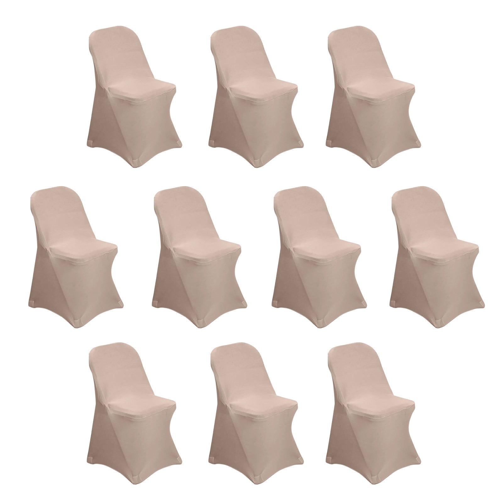 10 Pack Stretch Spandex Chair Covers Nude for Folding Chairs - Durable 160GSM Fitted Slipcovers - Bell Racket Store