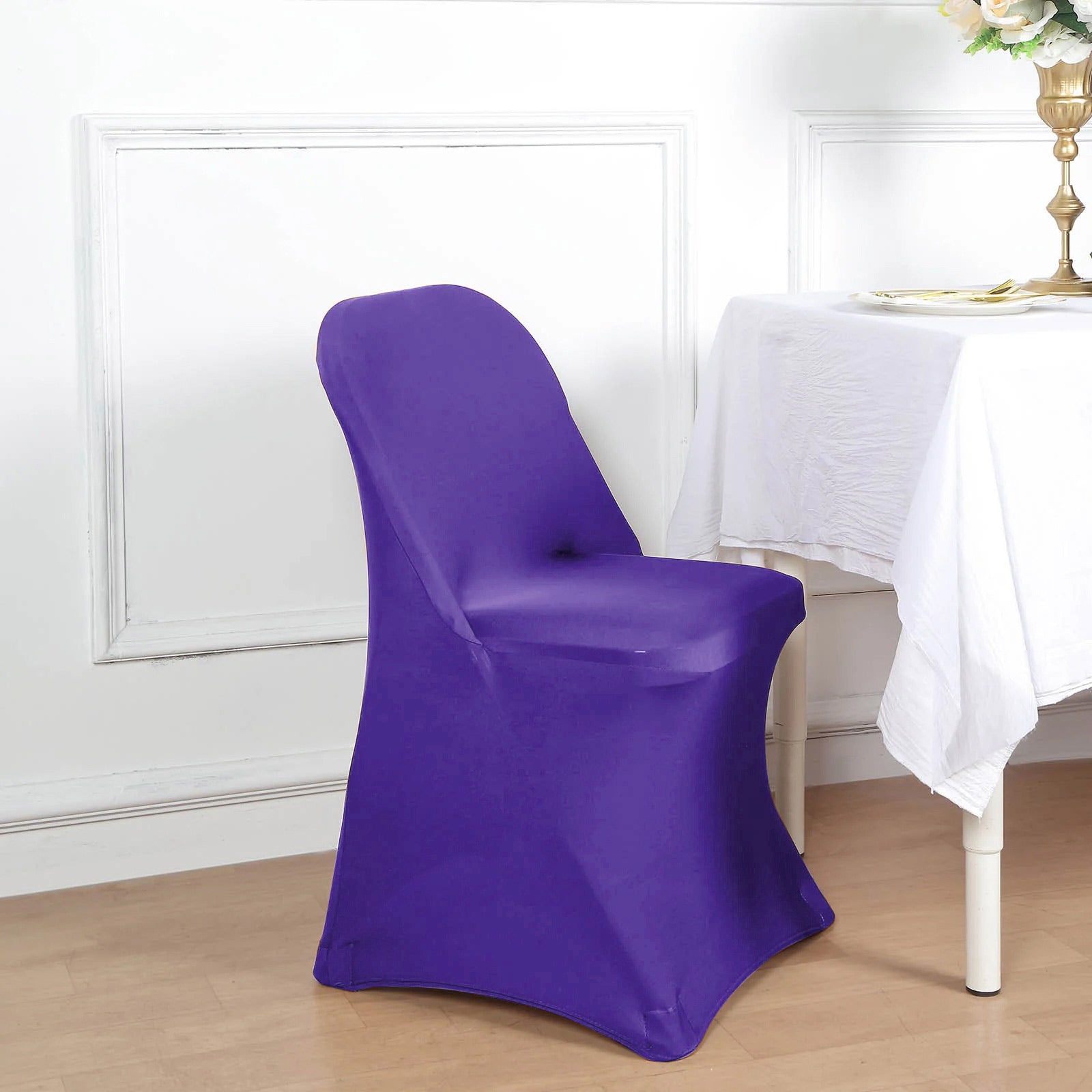 10 Pack Stretch Spandex Chair Covers Purple for Folding Chairs - Durable 160GSM Fitted Slipcovers - Bell Racket Store