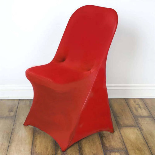 10 Pack Stretch Spandex Chair Covers Red for Folding Chairs - Durable 160GSM Fitted Slipcovers - Bell Racket Store