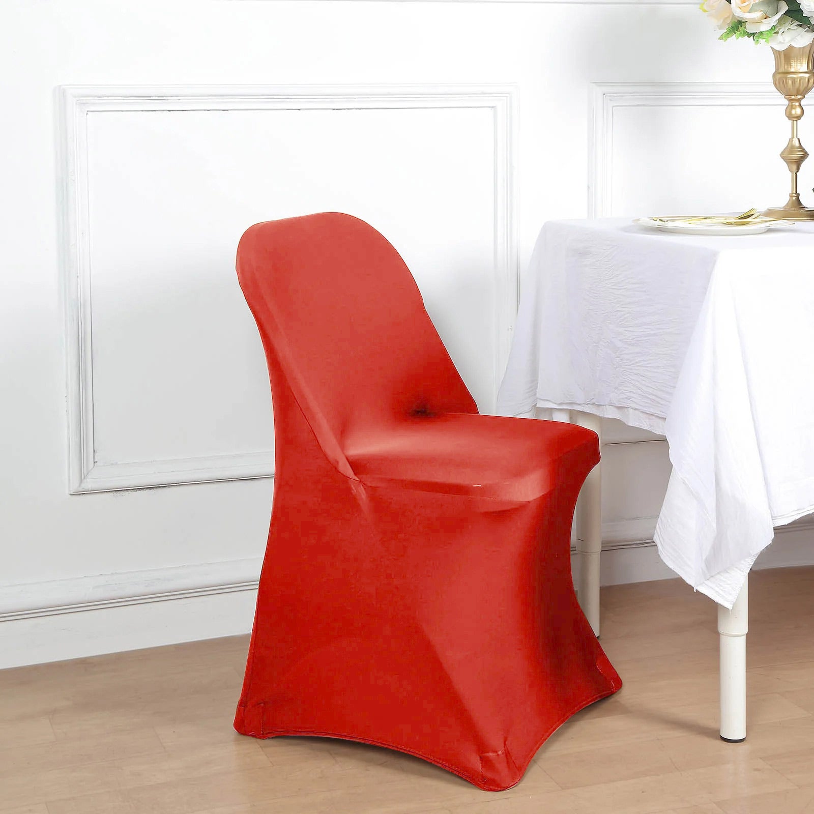 10 Pack Stretch Spandex Chair Covers Red for Folding Chairs - Durable 160GSM Fitted Slipcovers - Bell Racket Store