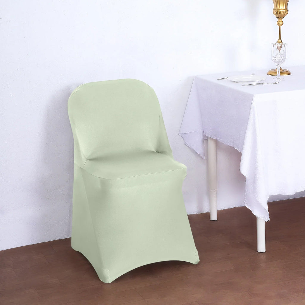 10 Pack Stretch Spandex Chair Covers Sage Green for Folding Chairs - Durable 160GSM Fitted Slipcovers - Bell Racket Store