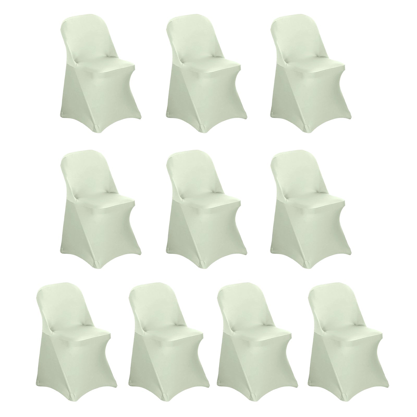 10 Pack Stretch Spandex Chair Covers Sage Green for Folding Chairs - Durable 160GSM Fitted Slipcovers - Bell Racket Store