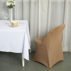 10 Pack Stretch Spandex Chair Covers Taupe for Folding Chairs - Durable 160GSM Fitted Slipcovers - Bell Racket Store