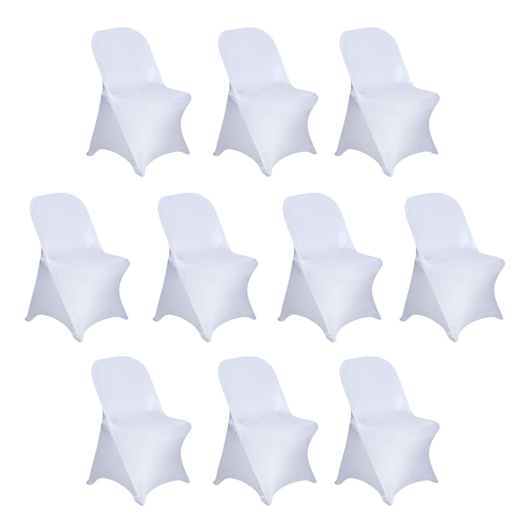 10 Pack Stretch Spandex Chair Covers White for Folding Chairs - Durable Perfectly 160GSM Fitted Slipcovers for Professional & Casual Events - Bell Racket Store