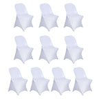 10 Pack Stretch Spandex Chair Covers White for Folding Chairs - Durable Perfectly 160GSM Fitted Slipcovers for Professional & Casual Events - Bell Racket Store