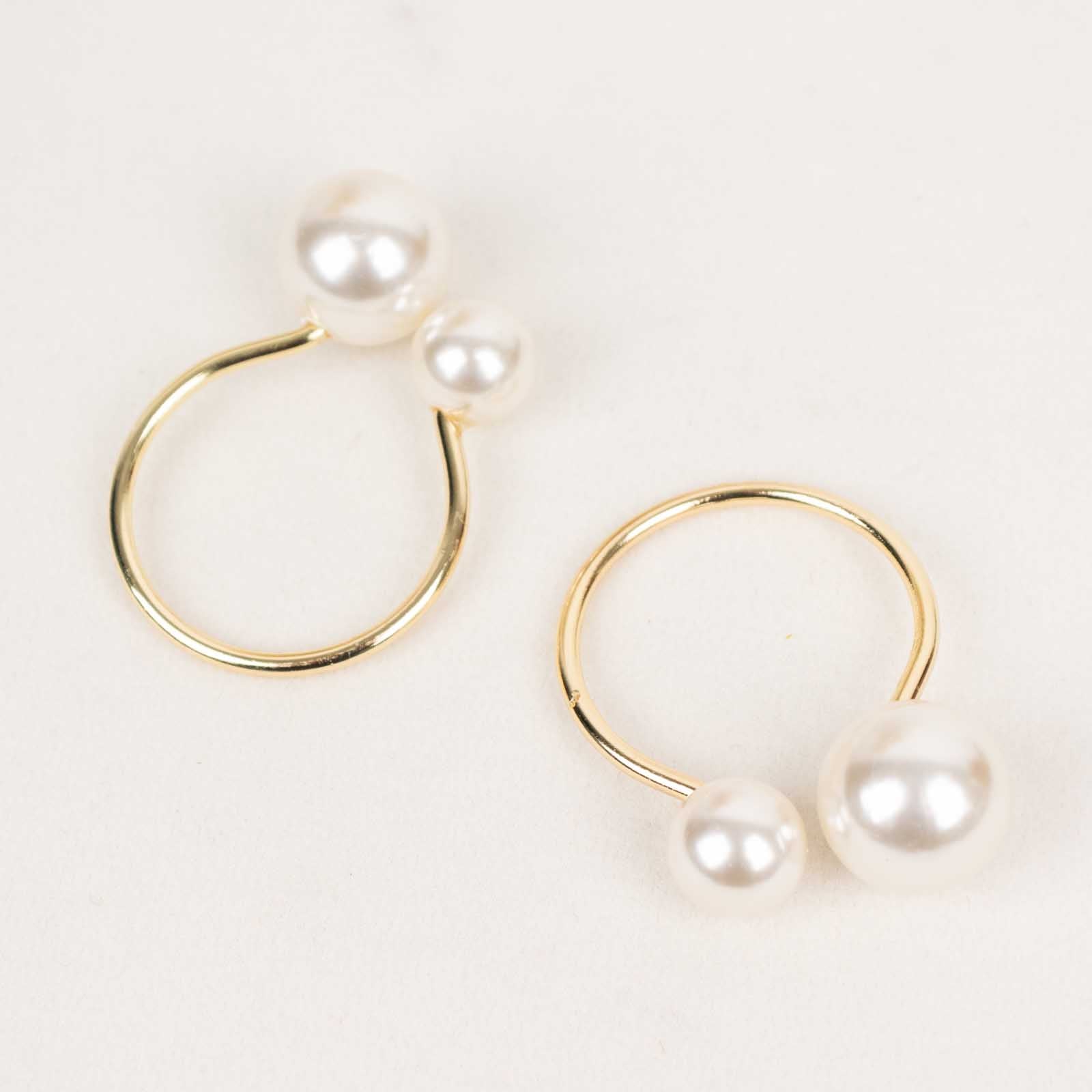 10 Pack White Pearl Gold Metal Napkin Holders Dining Table Decor, Elegant Round Wedding Napkin Rings - 2.5" - Bell Racket Store