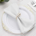 10 Pack White Pearl Gold Metal Napkin Holders Dining Table Decor, Elegant Round Wedding Napkin Rings - 2.5" - Bell Racket Store
