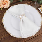10 Pack White Pearl Gold Metal Napkin Holders Dining Table Decor, Elegant Round Wedding Napkin Rings - 2.5" - Bell Racket Store