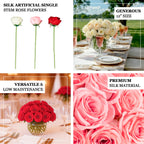 10 Pcs 12" Artificial Silk Roses - Ivory, Single Stem Rose for Flower Bouquet Arrangements - Bell Racket Store