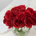 10 Pcs 12" Artificial Silk Roses - Red, Single Stem Rose for Flower Bouquet Arrangements - Bell Racket Store