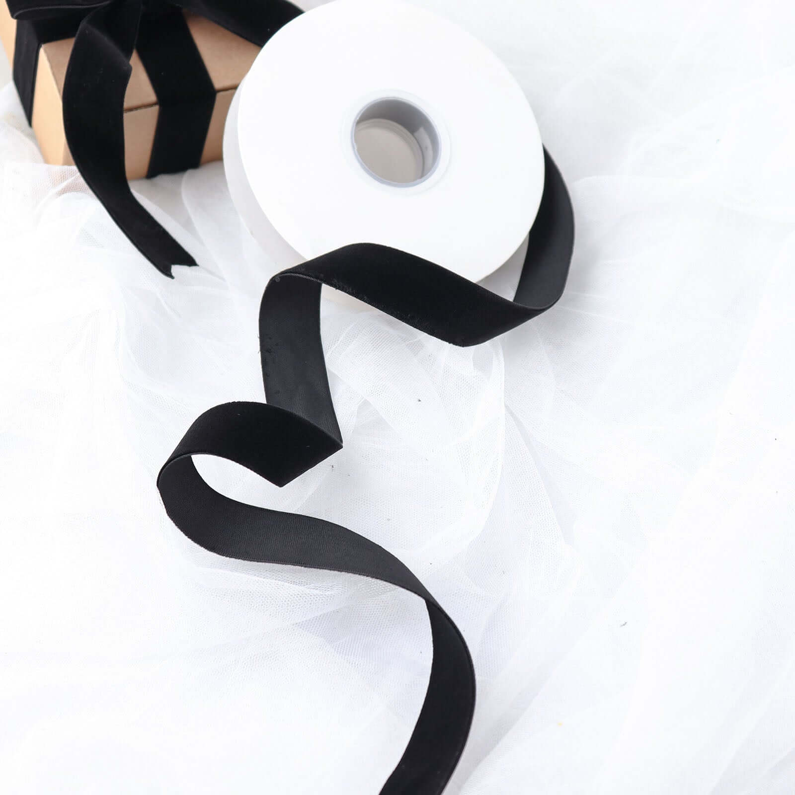 10 Yards Black 1" Velvet Single Faced Ribbon Spool, DIY Craft Supplies, Velvet and Nylon Ribbon Roll - Bell Racket Store